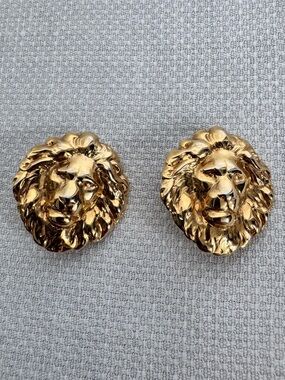 Vintage Lion Head Clip-on Earrings